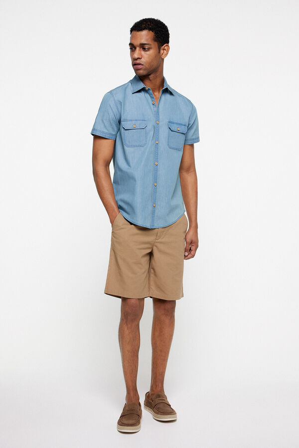 milano Camisa Denim Lisa Azul