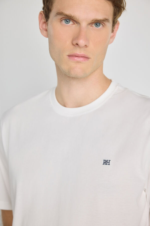 Pedro del Hierro Camiseta b&aacute;sica con logo bordado Blanco