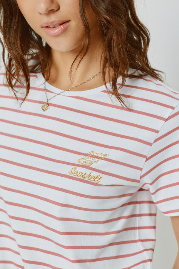 Milano Camiseta rayas manga corta Rosa