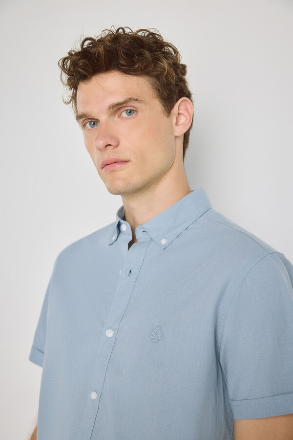 Springfield Camisa lisa de manga curta Azul