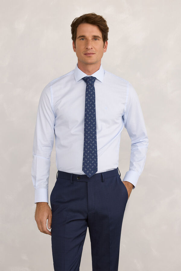 Pedro del Hierro Camisa Vestir Popelin Rayas Azul