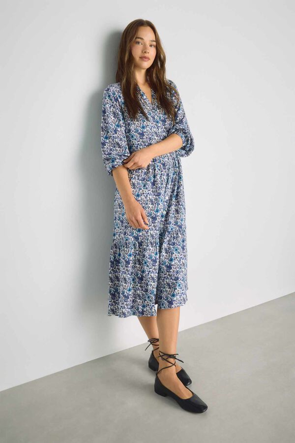 Milano Vestido com decote em bico Azul indigo