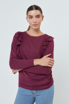 Fifty Outlet T-shirt suave folhos Púrpura