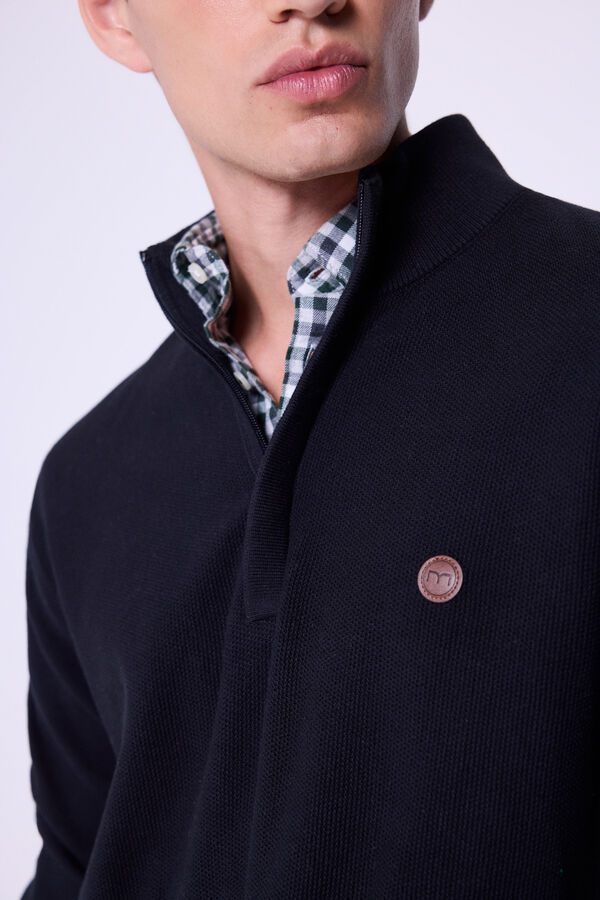 Milano Camisola de malha com meia fecho-éclair Preto