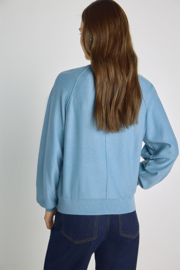 Milano Jersey cuello redondo con botones Azul Claro