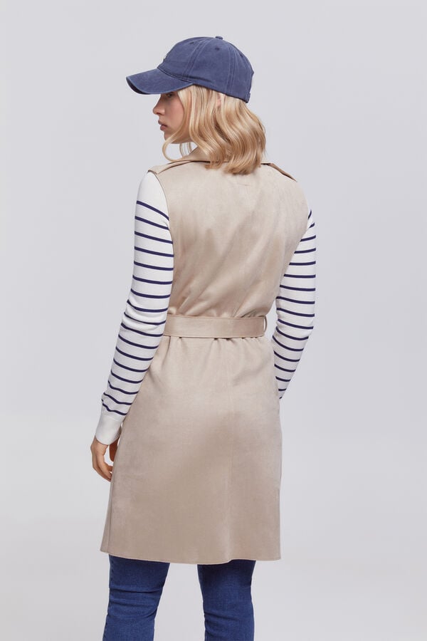 Milano Colete com gola trespassada de lapela. Bege