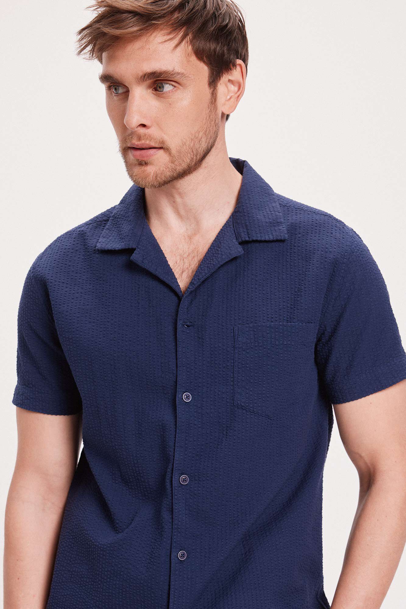 Milano Camisa Solapa Corta Seersucker