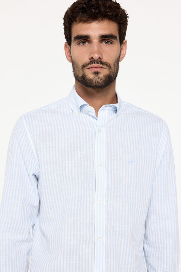 Fifty Outlet Camisa malha slub riscas Estampado azul