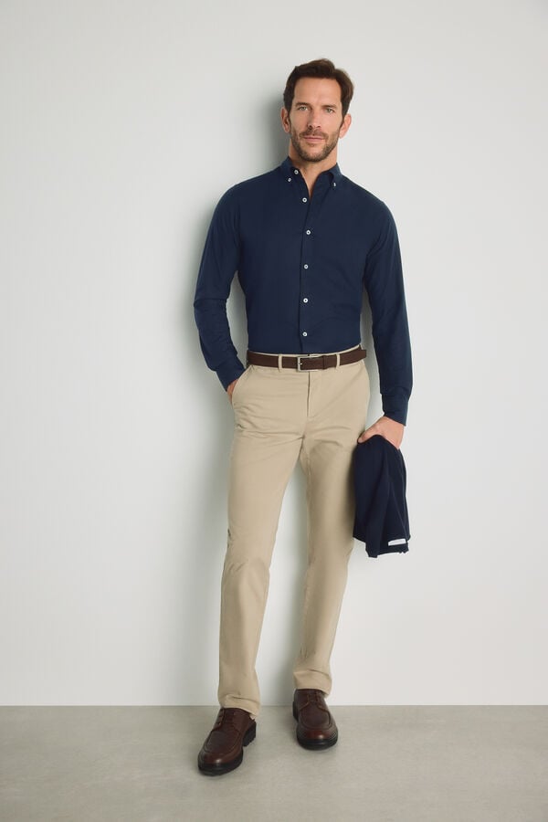 Pedro del Hierro Camisa lisa manga larga Navy