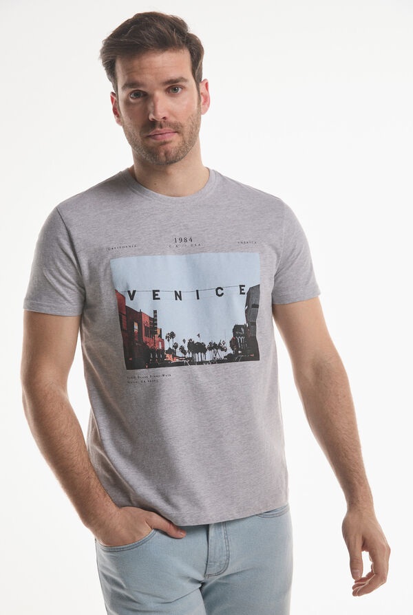 Fifty Outlet Camiseta estampada "Venice" Gris Claro