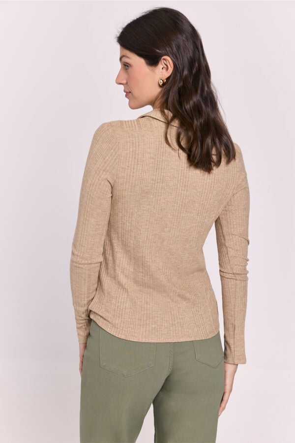 Milano Polo manga comprida Castanho