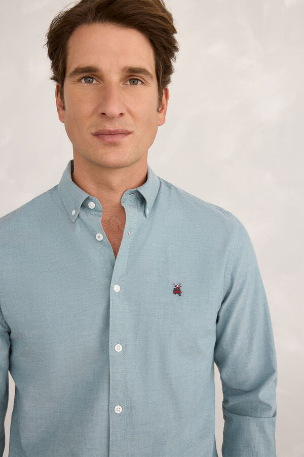 Milano Camisa esportiva estampado Oxford Azul turquesa