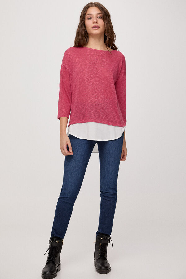 Fifty Outlet Camiseta combinada faldón Rosa