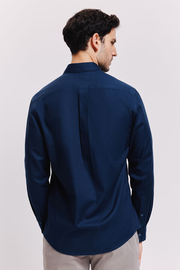 Milano Camisa lisa manga larga Navy