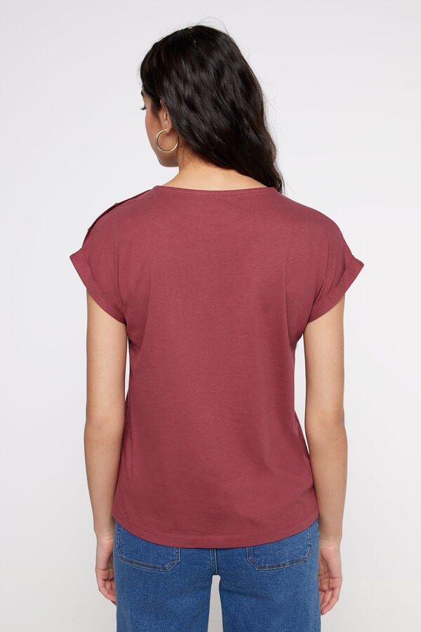 Fifty Outlet T-shirt botões ombro Vinho
