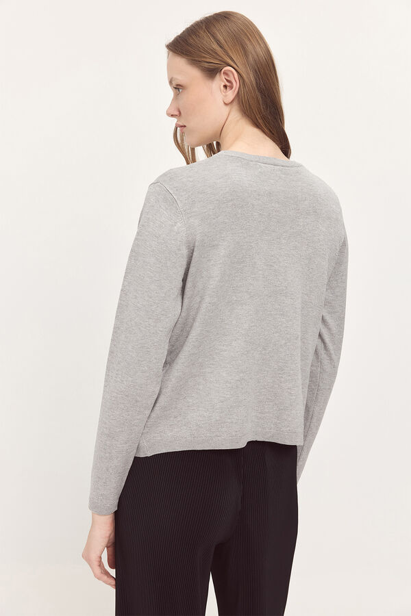 Milano Chaqueta punto liso cuello pico Gris