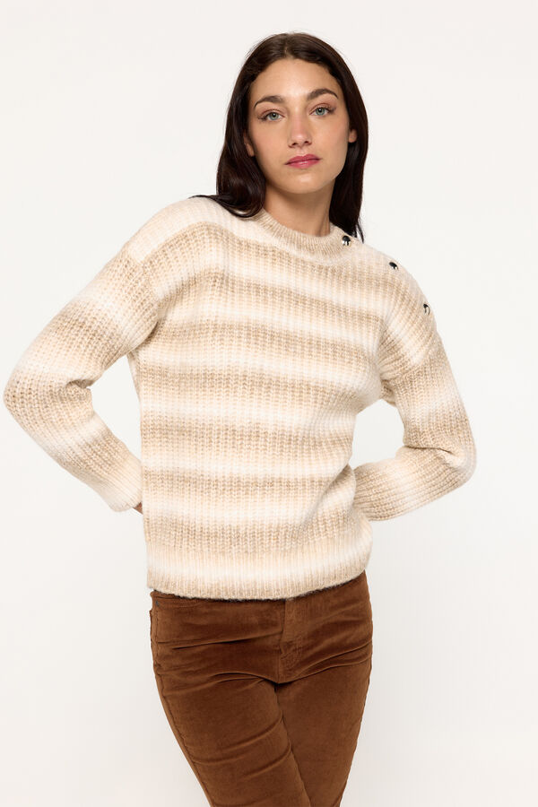 Milano Jersey grueso de rayas difuminadas Beige
