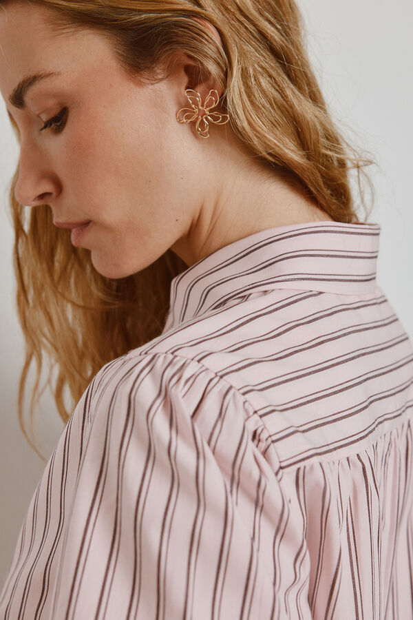 Milano Blusa de riscas de manga curta P&uacute;rpura