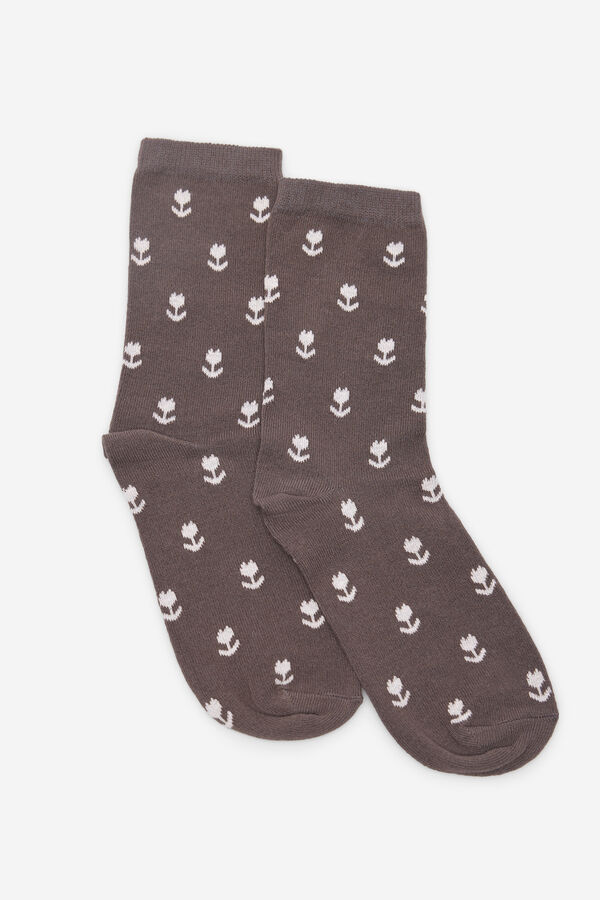 Milano Meias flores Castanho