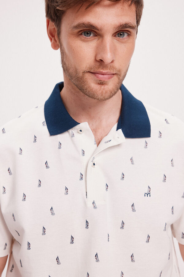 Milano Polo Estampado Blanco