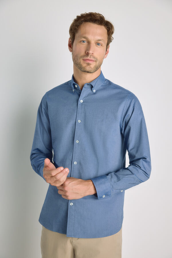 Pedro del Hierro Camisa lisa manga larga Navy
