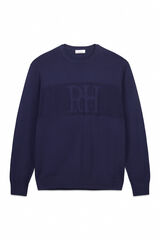 Pedro del Hierro Camisola com gola caixa e logo Marinho