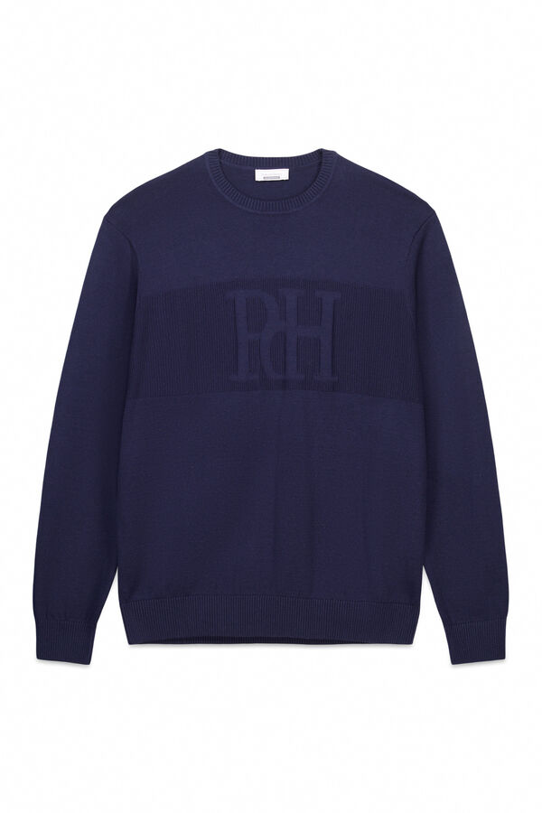 Pedro del Hierro Camisola com gola caixa e logo Marinho