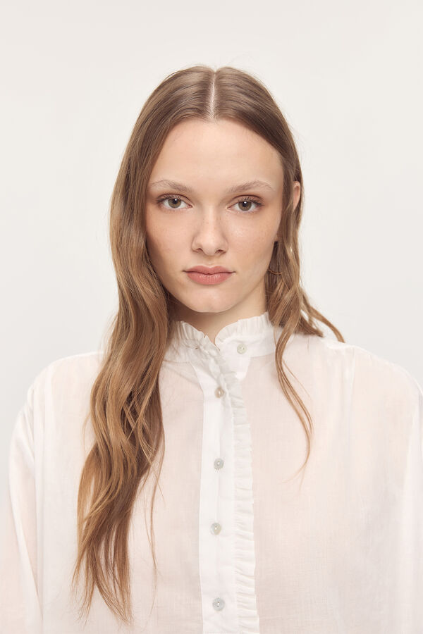 Milano Blusa de voile com folho Branco