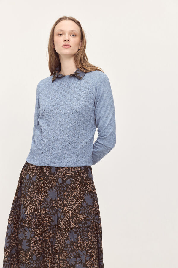 Milano Jersey viscosa con estructura en frontal Azul