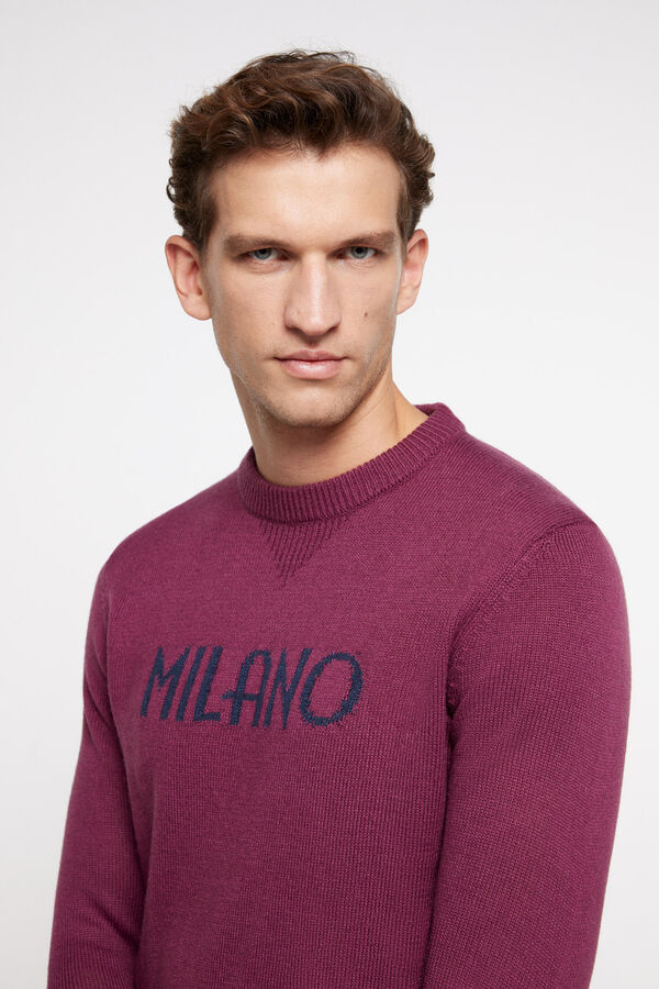 Milano Camisola gola caixa jacquard posicional Vinho
