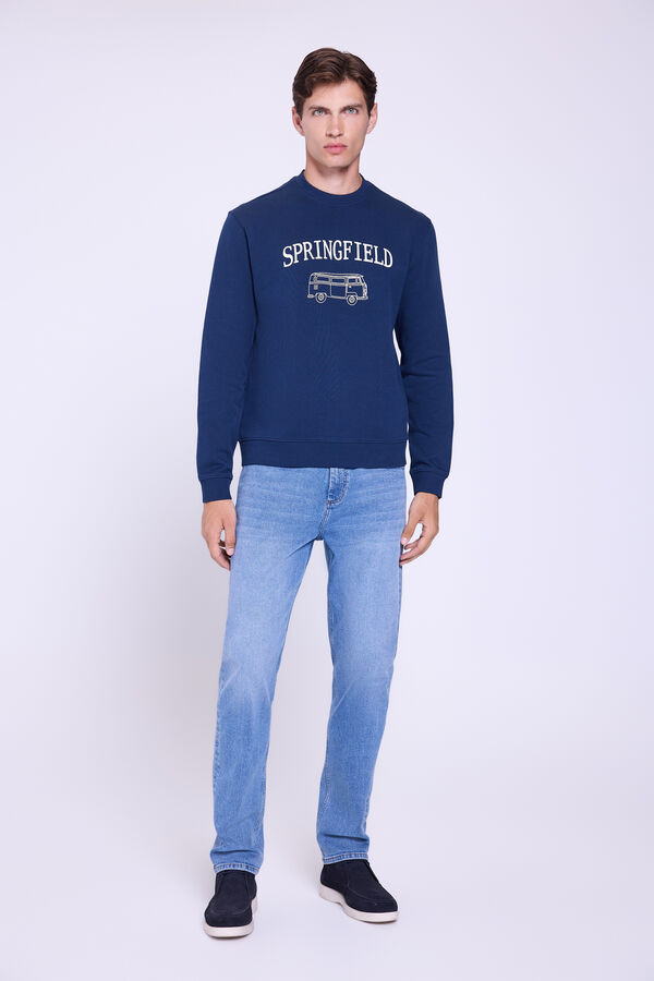 Springfield Sweatshirt básico com estampa Marinho
