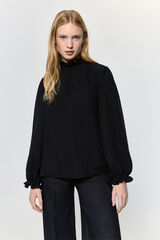 Milano Camisa fluida con cuello y puños elásticos Negro