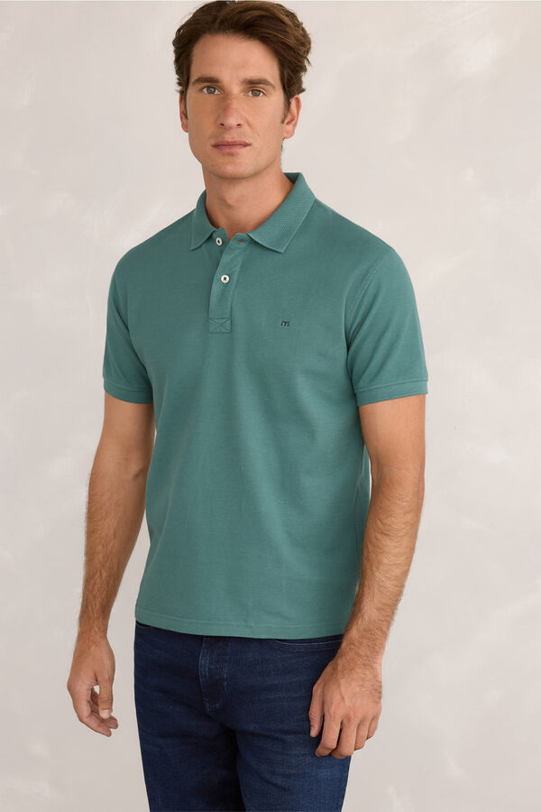 Milano Polo piqu&eacute; de manga curta Azul turquesa