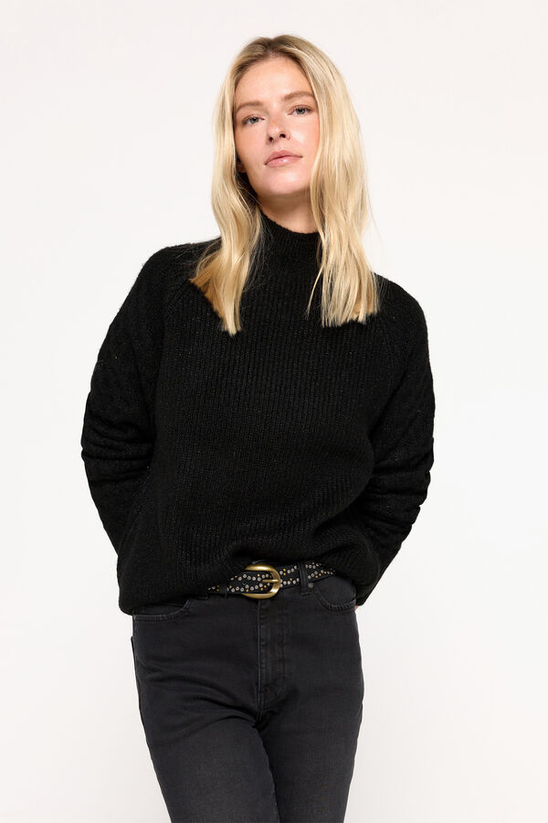 Milano Jersey grueso calado hilo lurex Negro