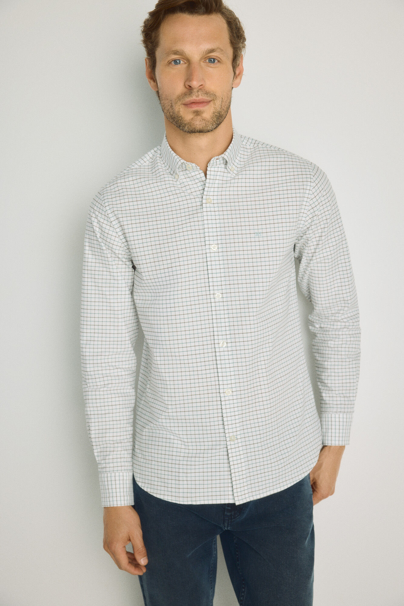 Pedro del Hierro Camisa de xadrez manga comprida