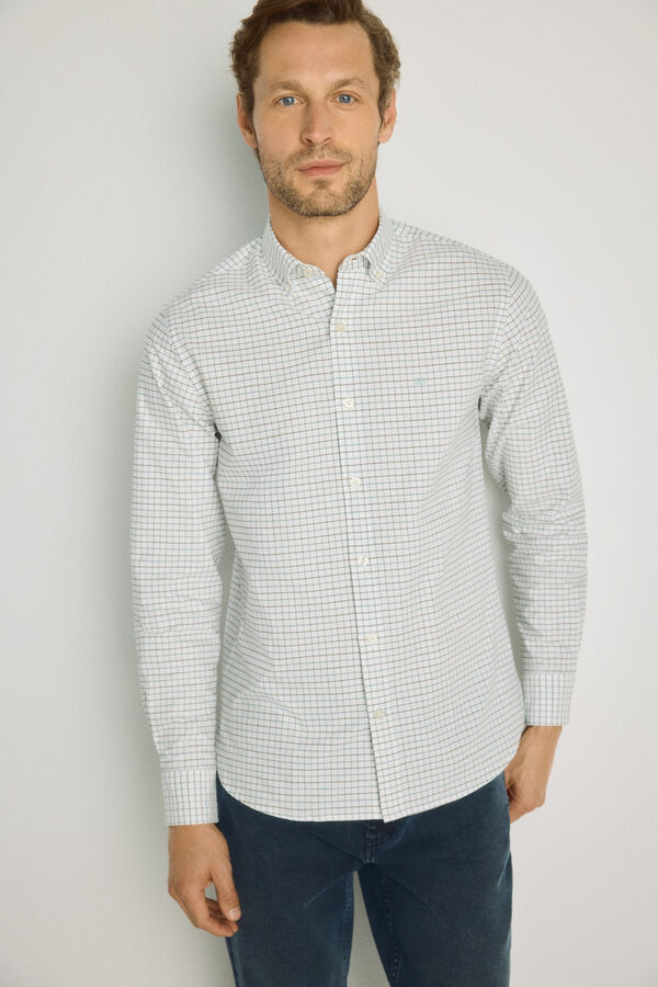 Pedro del Hierro Camisa cuadros manga larga Azul Claro