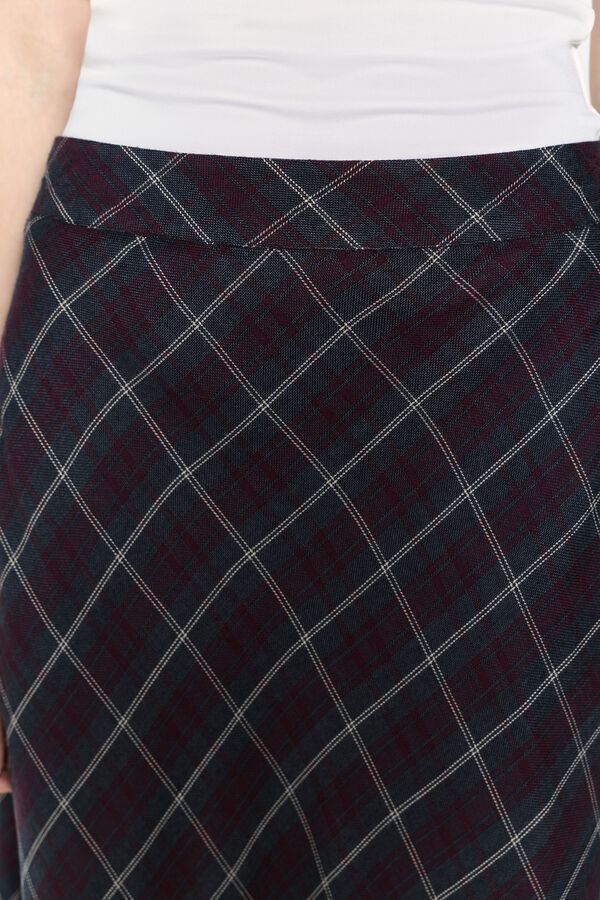 Milano Saia midi xadrez saia Bordeaux