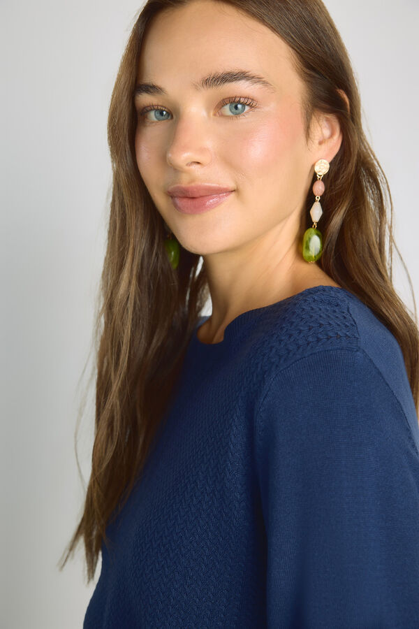 Milano Jersey cuello redondo con estructura Navy