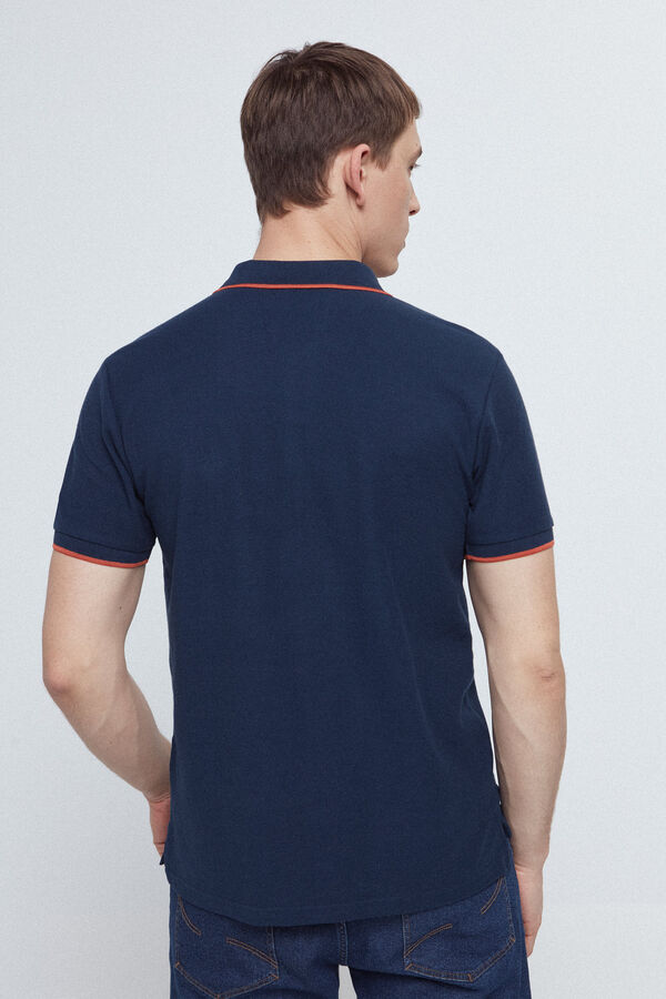 Fifty Outlet Polo pique PDH confeccionado en calidad 100% algodón, maxi logo bordado a contraste. Navy