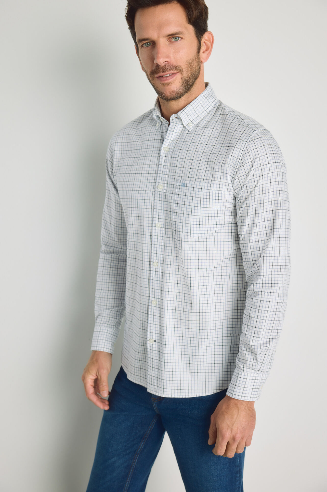 Pedro del Hierro Camisa de manga comprida aos quadrados