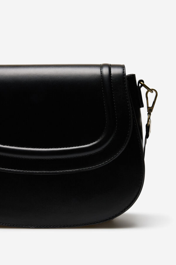 Milano Bolsa de mala de tiracolo com lapela. Preto