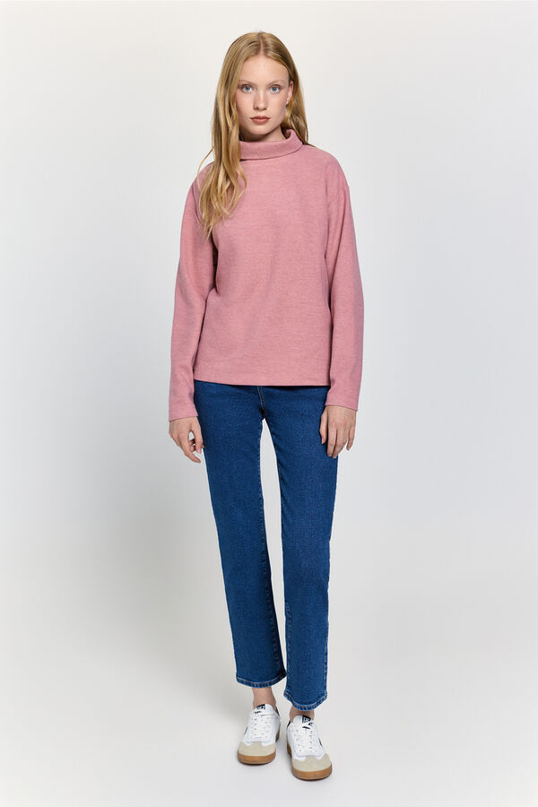 Milano Camiseta punto polar suave cuello cisne Rosa