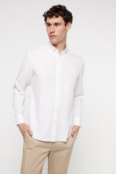 Fifty Outlet Camisa Lino Lisa. Blanco