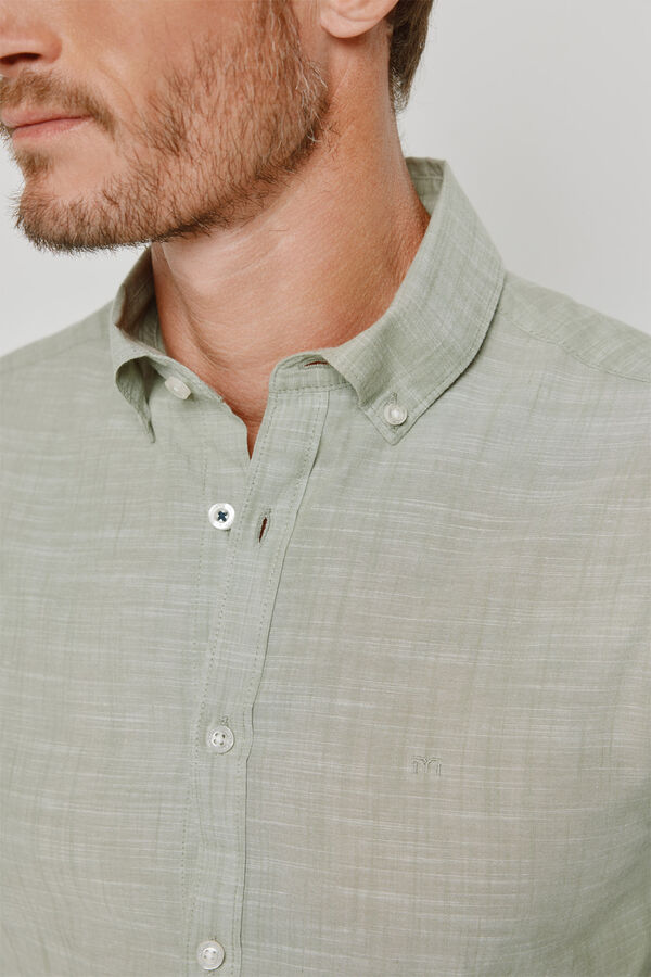 Milano Camisa lisa de manga comprida C&aacute;qui