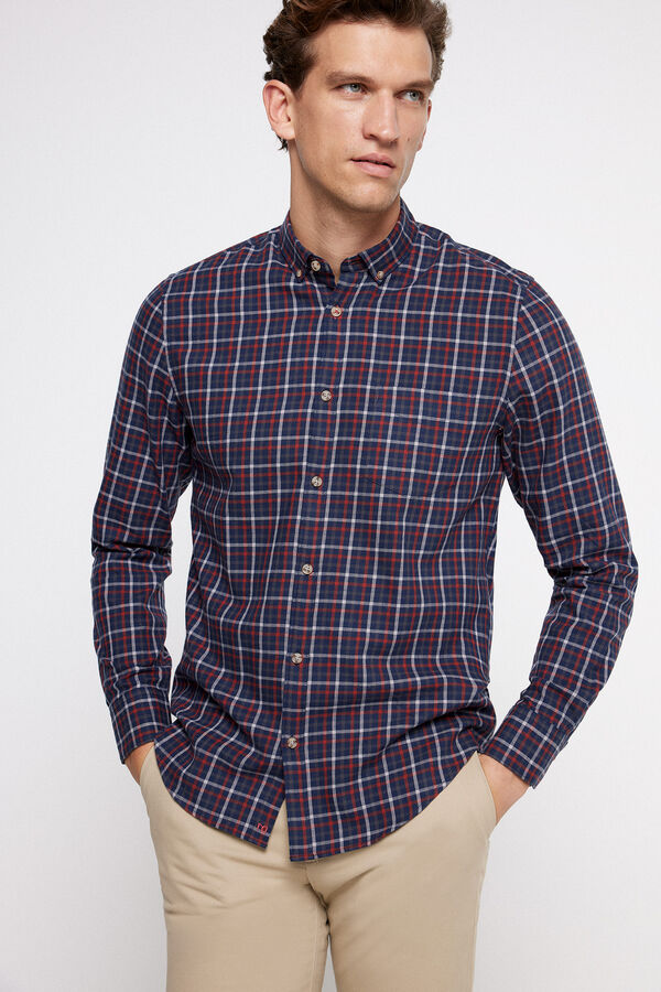 Milano Camisa Twill Cuadros Azul