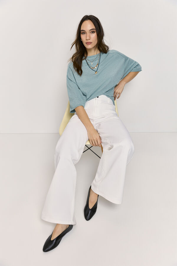 Milano Camisola gola redonda manga curta Turquesa