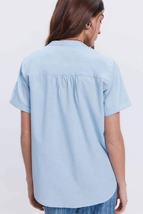 Milano Camisa linho manga curta Estampado azul