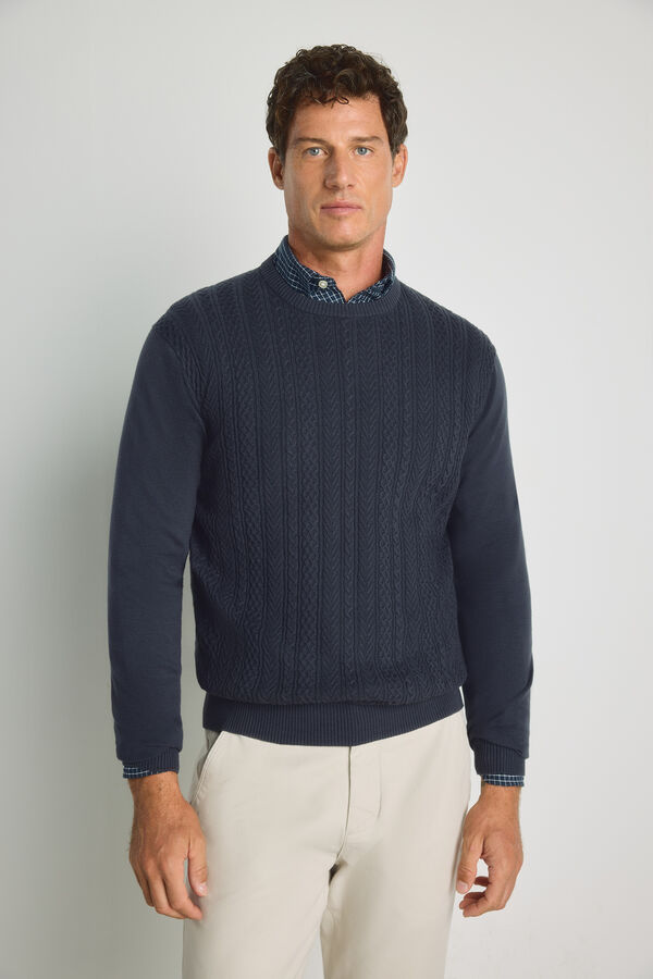 Milano Jersey cuello caja Navy