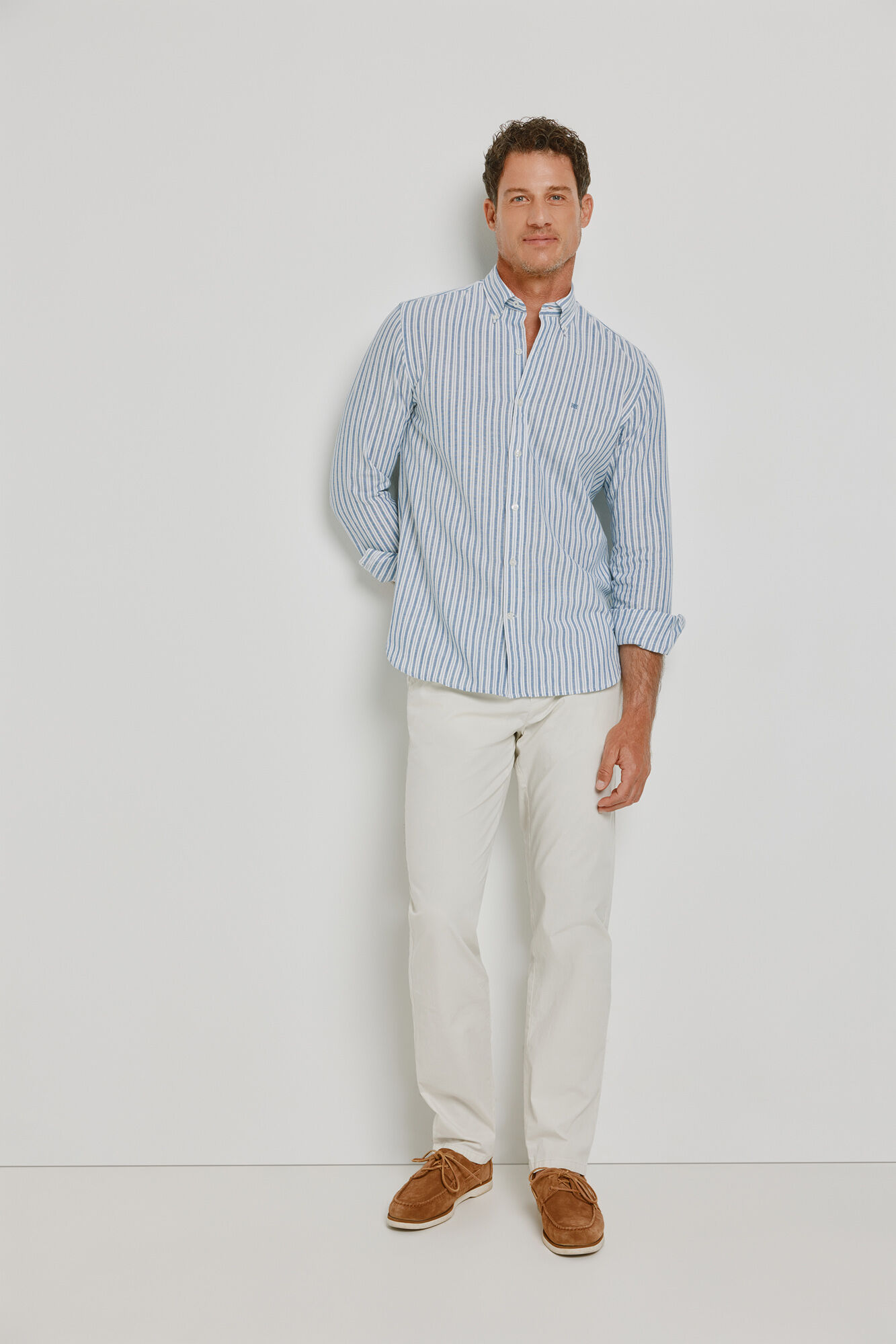 Pedro del Hierro Camisa de riscas de manga comprida