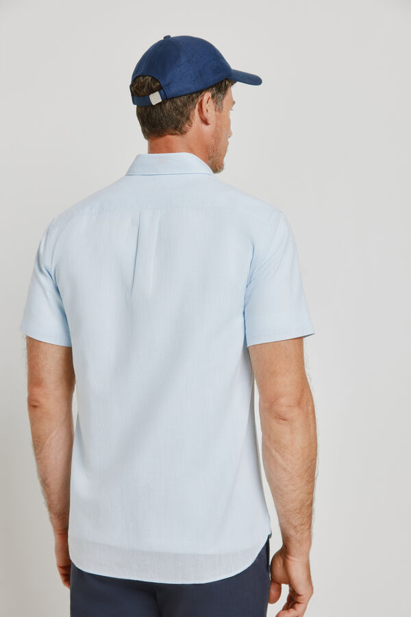 Pedro del Hierro Camisa de quadrados manga curta Azul indigo